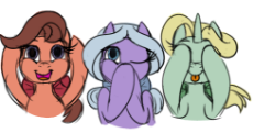 1454946__safe_artist-colon-jen-dash-neigh_dear darling_fond feather_swoon song_hard to say anything_bimbettes_cute_hear no evil_pony_see no evil_simple.png