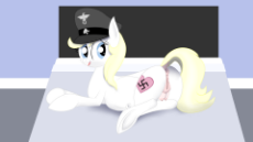 1589945__explicit_solo_female_pony_oc_oc+only_nudity_earth+pony_solo+female_nipples_vulva_anus_hat_plot_looking+back_underhoof_dock_heart_ponut_bed_a.png