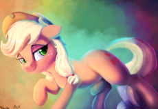 1732892__safe_artist-colon-discorded_artist-colon-vanillaghosties_applejack_abstract background_bedroom eyes_collaboration_cowboy hat_cute_earth pony_f.png