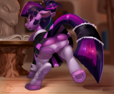 1066159__questionable_artist-colon-shnider_twilight sparkle_alternate hairstyle_ass_big eyes_book_bulge_cameltoe_clothes_collar_dragon_dress_exhibition.png