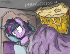 1074927__safe_artist-colon-flutterthrash_twilight sparkle_alicorn_bed_female_food_mare_pony_quesadilla_quesadilla monster_scared_sleeping_they're jus.png